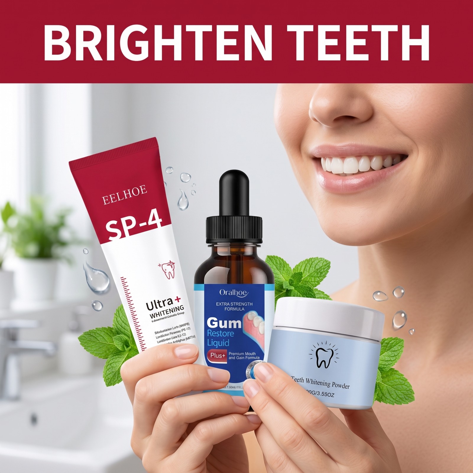 구강 관리 콤보 세트 미백 치약 구강청결제 치아 미백  - Teeth Whitening Kit 리뷰 및 가격